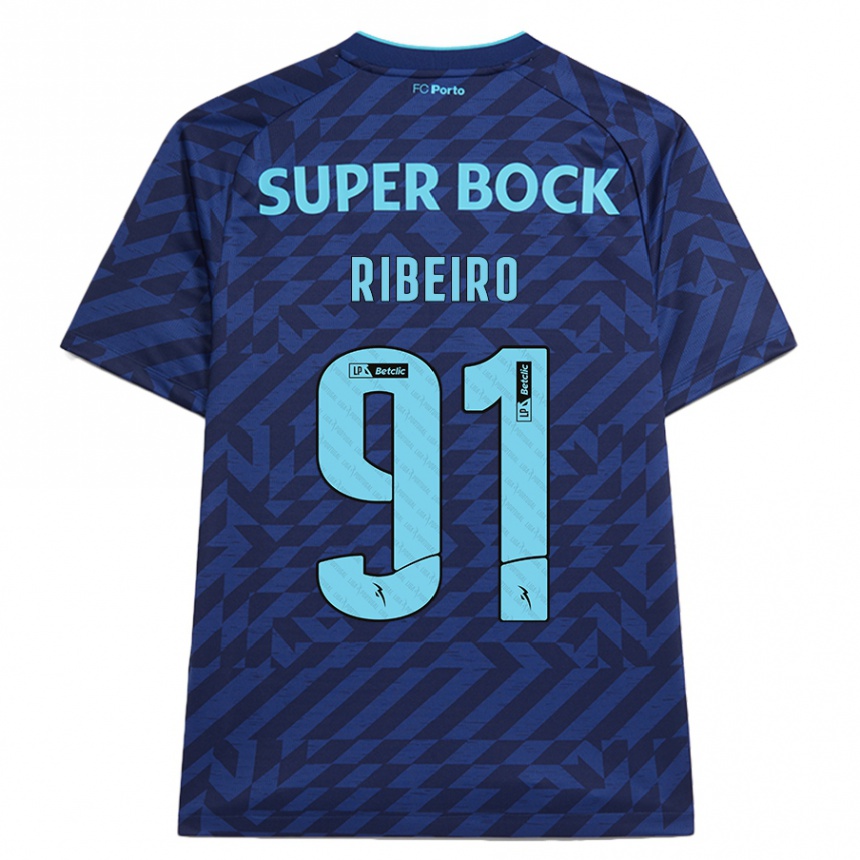 Kinder Fußball Gonçalo Ribeiro #91 Marineblau Ausweichtrikot Trikot 2024/25 T-Shirt Luxemburg