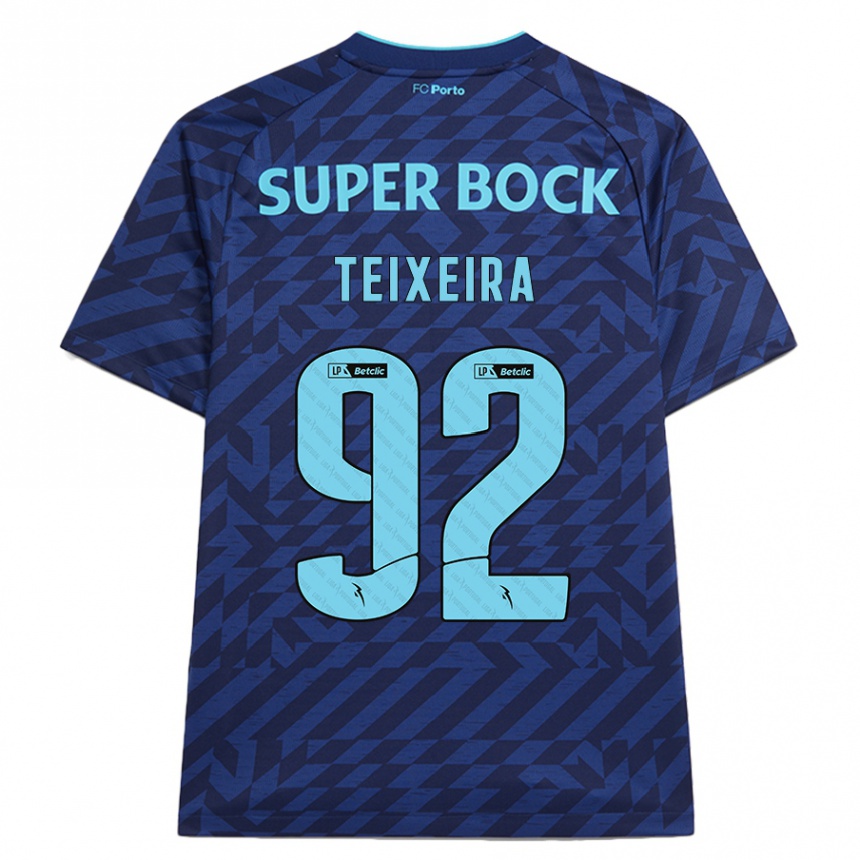 Kinder Fußball João Teixeira #92 Marineblau Ausweichtrikot Trikot 2024/25 T-Shirt Luxemburg