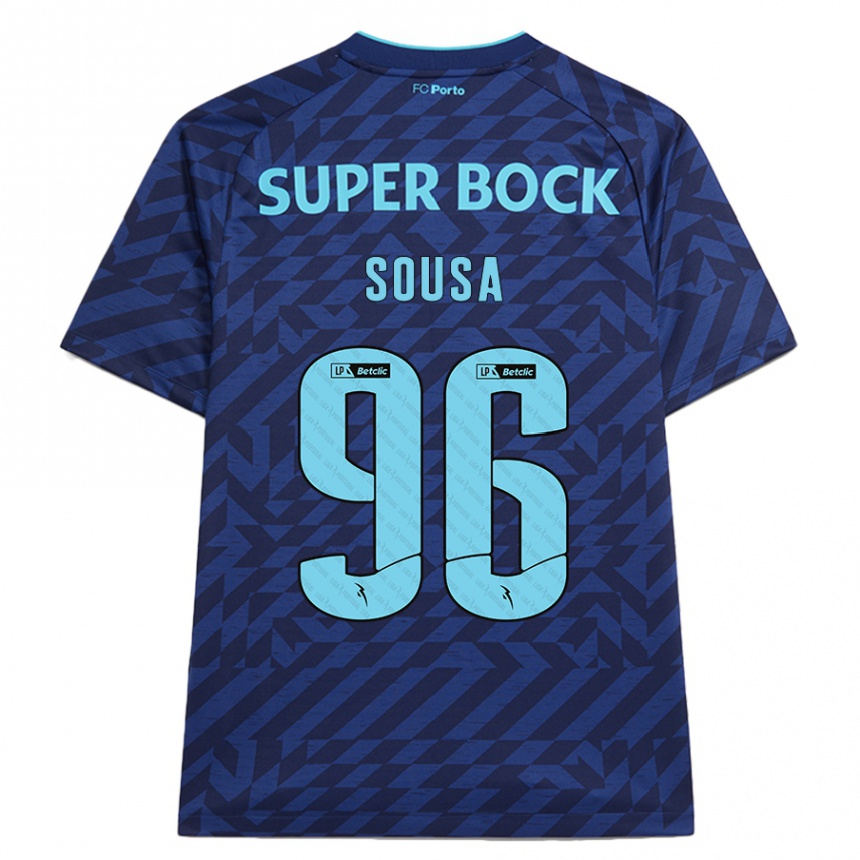 Kinder Fußball Filipe Sousa #96 Marineblau Ausweichtrikot Trikot 2024/25 T-Shirt Luxemburg