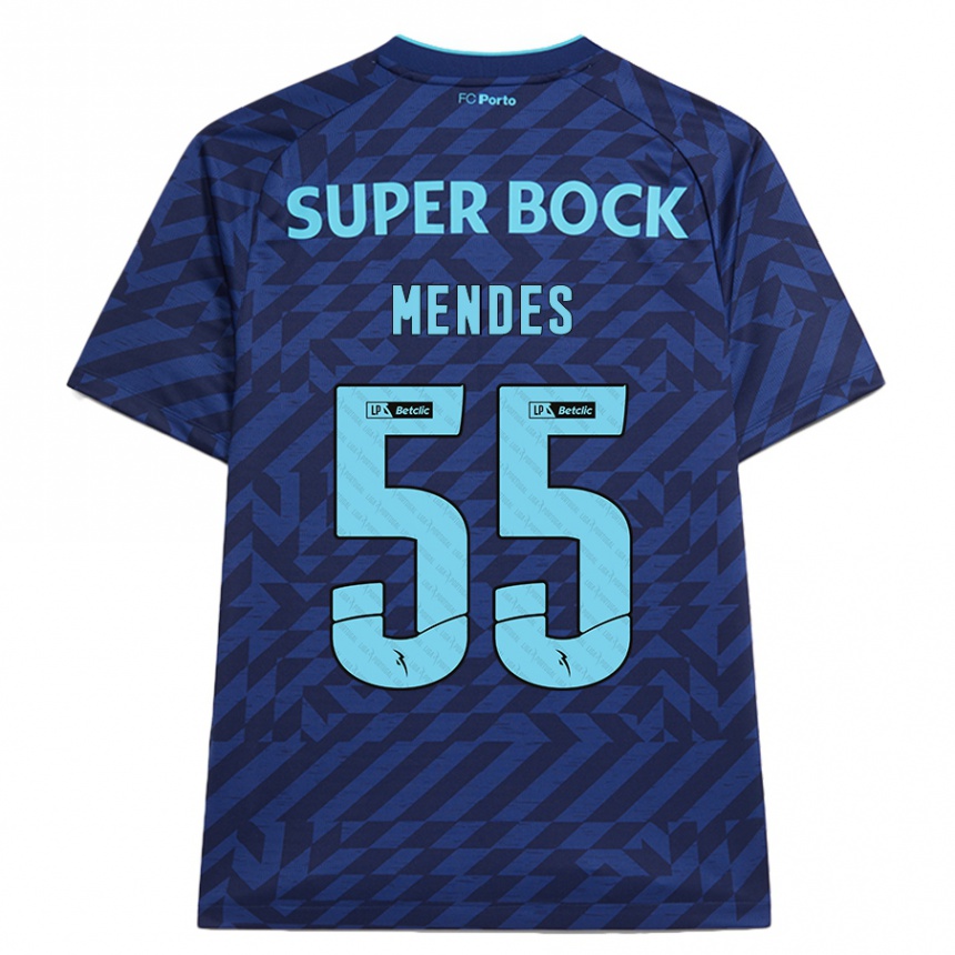 Kinder Fußball João Mendes #55 Marineblau Ausweichtrikot Trikot 2024/25 T-Shirt Luxemburg