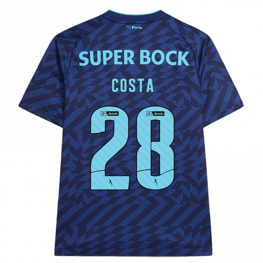 Kinder Fußball Bruno Costa #28 Marineblau Ausweichtrikot Trikot 2024/25 T-Shirt Luxemburg