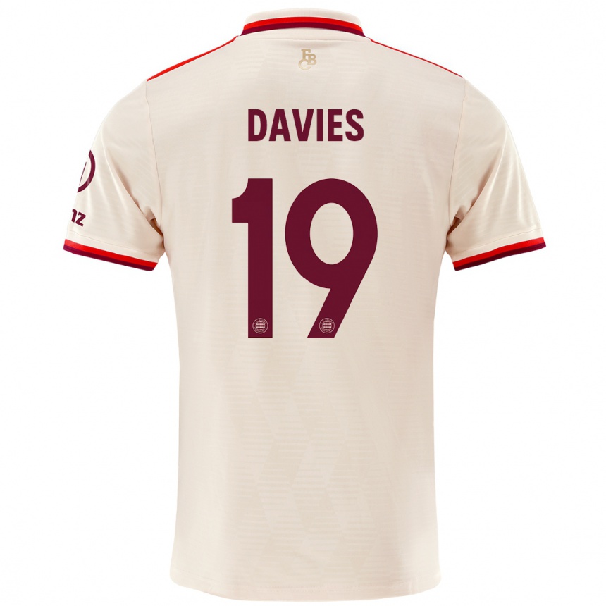 Kinder Fußball Alphonso Davies #19 Leinen Ausweichtrikot Trikot 2024/25 T-Shirt Luxemburg