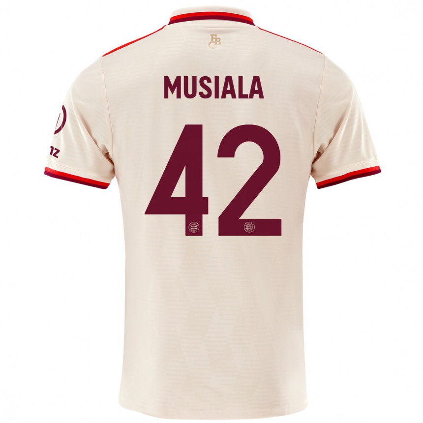 Kinder Fußball Jamal Musiala #42 Leinen Ausweichtrikot Trikot 2024/25 T-Shirt Luxemburg