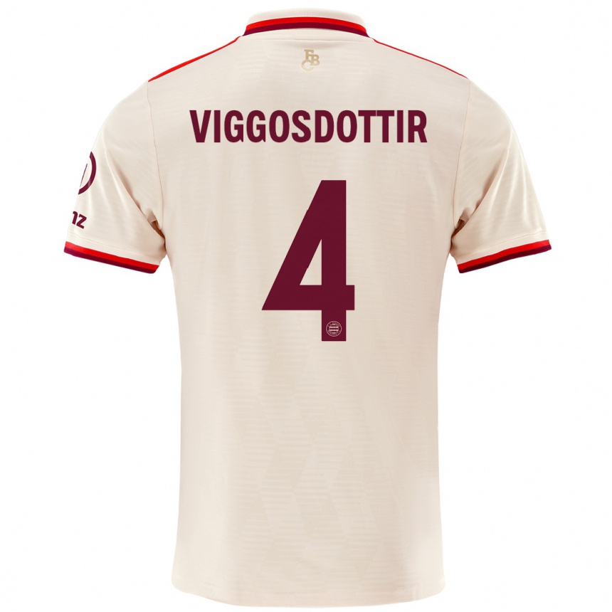 Kinder Fußball Glódís Perla Viggósdóttir #4 Leinen Ausweichtrikot Trikot 2024/25 T-Shirt Luxemburg