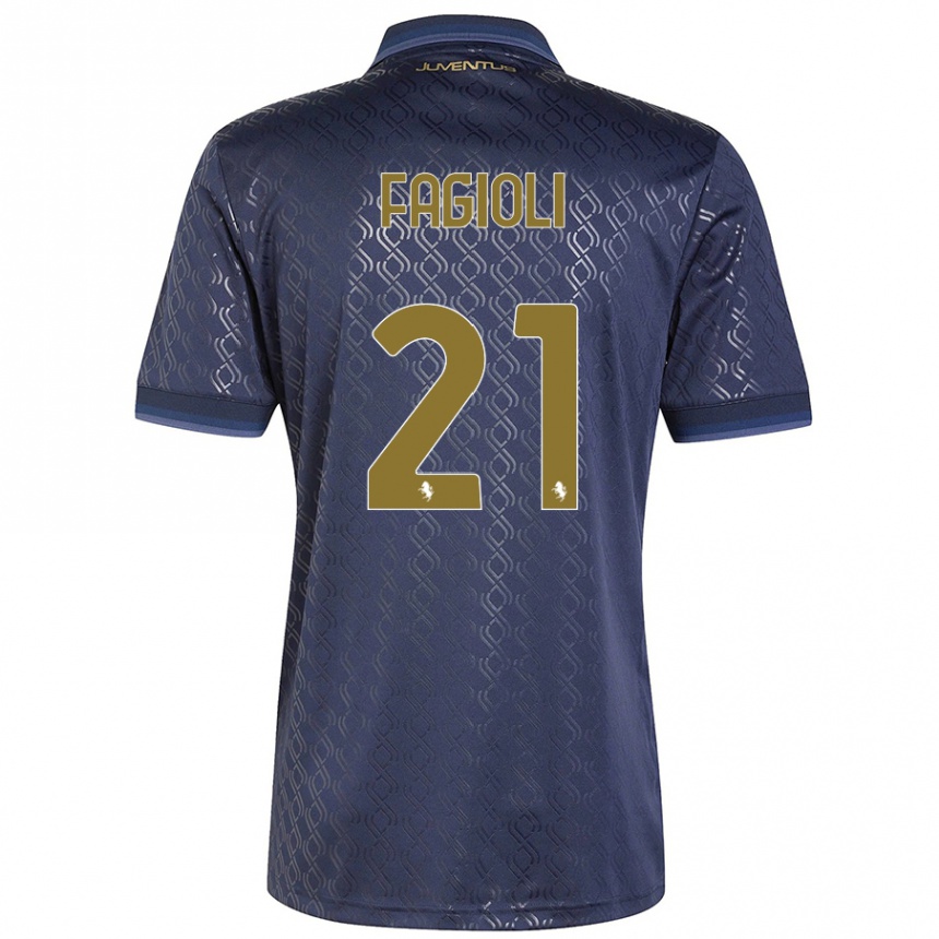 Kinder Fußball Nicolo Fagioli #21 Marineblau Ausweichtrikot Trikot 2024/25 T-Shirt Luxemburg