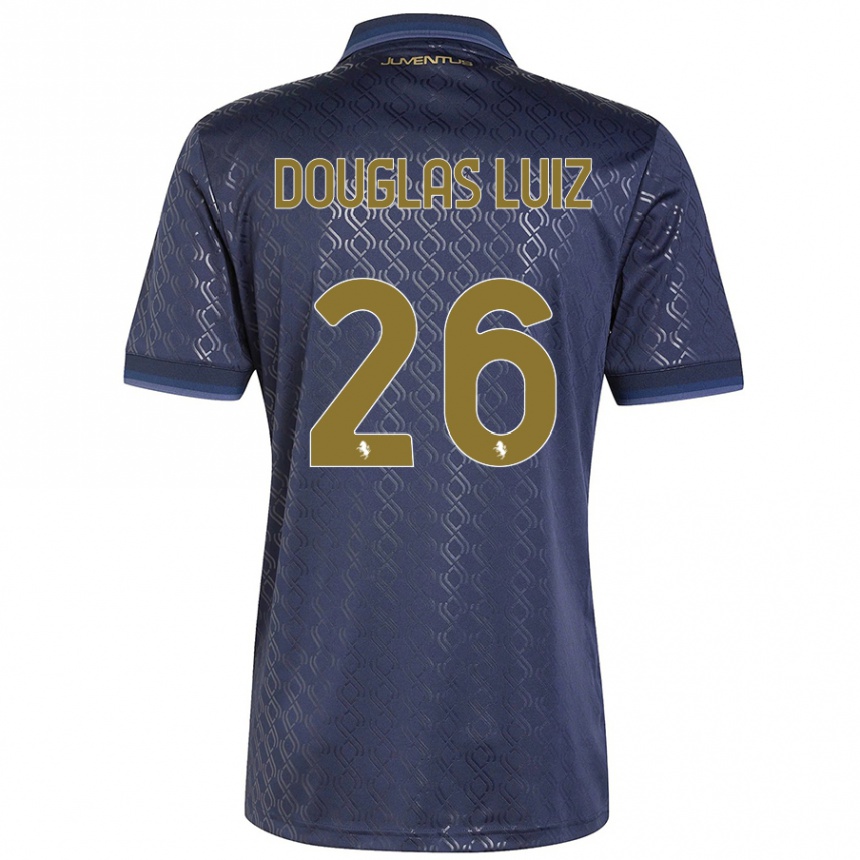 Kinder Fußball Douglas Luiz #26 Marineblau Ausweichtrikot Trikot 2024/25 T-Shirt Luxemburg