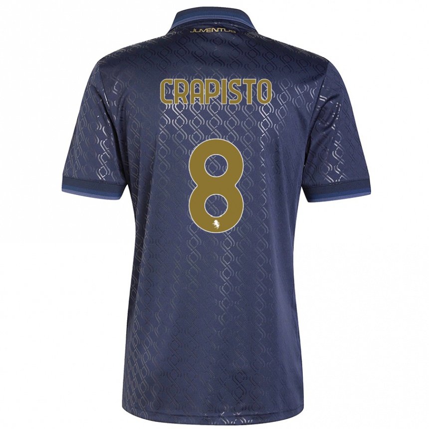 Kinder Fußball Francesco Crapisto #8 Marineblau Ausweichtrikot Trikot 2024/25 T-Shirt Luxemburg