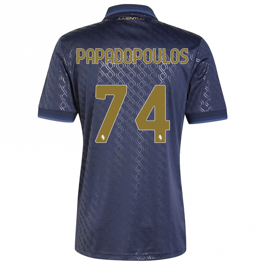 Kinder Fußball Christos Papadopoulos #74 Marineblau Ausweichtrikot Trikot 2024/25 T-Shirt Luxemburg