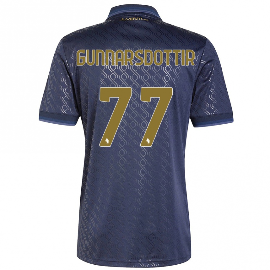 Kinder Fußball Sara Bjork Gunnarsdottir #77 Marineblau Ausweichtrikot Trikot 2024/25 T-Shirt Luxemburg