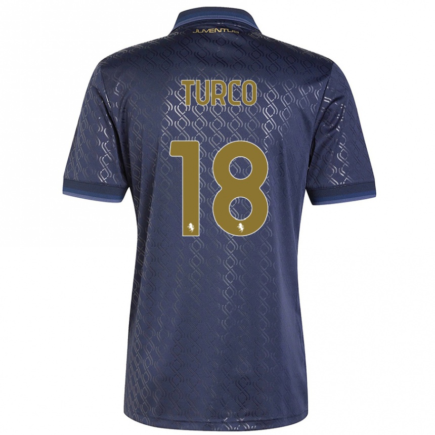 Kinder Fußball Nicolo Turco #18 Marineblau Ausweichtrikot Trikot 2024/25 T-Shirt Luxemburg