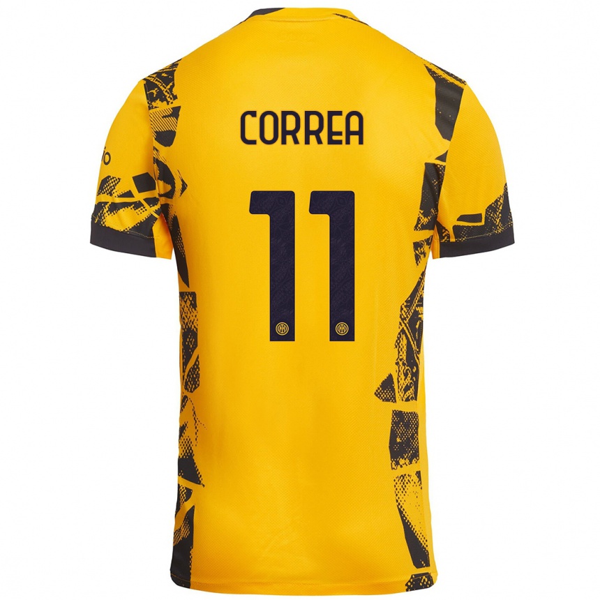 Kinder Fußball Joaquín Correa #11 Gold Schwarz Ausweichtrikot Trikot 2024/25 T-Shirt Luxemburg