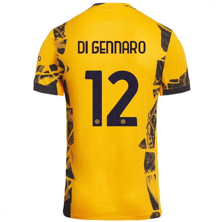 Kinder Fußball Raffaele Di Gennaro #12 Gold Schwarz Ausweichtrikot Trikot 2024/25 T-Shirt Luxemburg