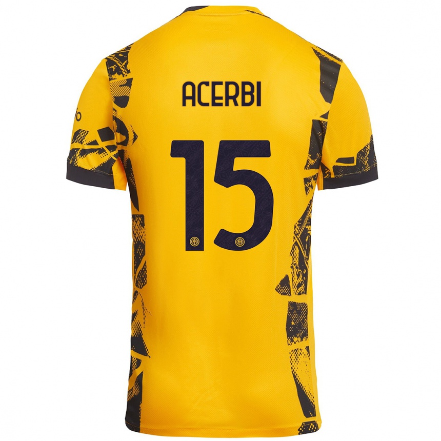 Kinder Fußball Francesco Acerbi #15 Gold Schwarz Ausweichtrikot Trikot 2024/25 T-Shirt Luxemburg