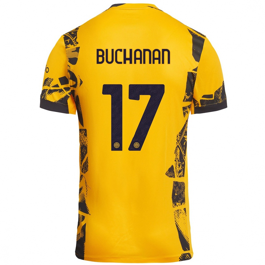 Kinder Fußball Tajon Buchanan #17 Gold Schwarz Ausweichtrikot Trikot 2024/25 T-Shirt Luxemburg