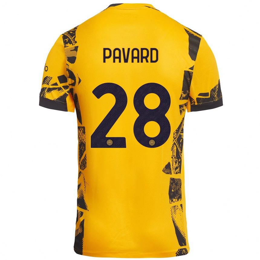 Kinder Fußball Benjamin Pavard #28 Gold Schwarz Ausweichtrikot Trikot 2024/25 T-Shirt Luxemburg