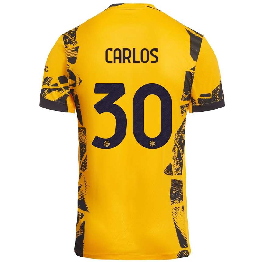 Kinder Fußball Carlos Augusto #30 Gold Schwarz Ausweichtrikot Trikot 2024/25 T-Shirt Luxemburg