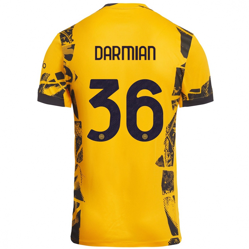 Kinder Fußball Matteo Darmian #36 Gold Schwarz Ausweichtrikot Trikot 2024/25 T-Shirt Luxemburg