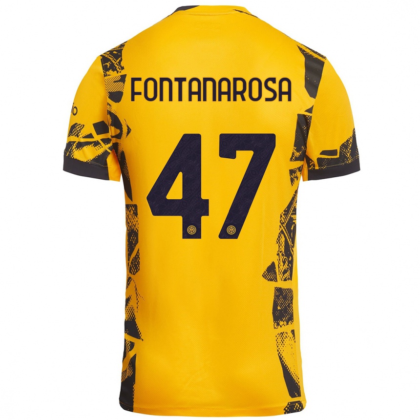 Kinder Fußball Alessandro Fontanarosa #47 Gold Schwarz Ausweichtrikot Trikot 2024/25 T-Shirt Luxemburg