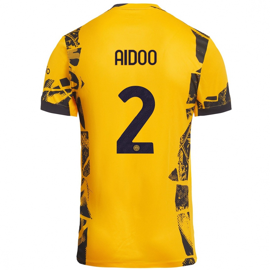 Kinder Fußball Mike Aidoo #2 Gold Schwarz Ausweichtrikot Trikot 2024/25 T-Shirt Luxemburg