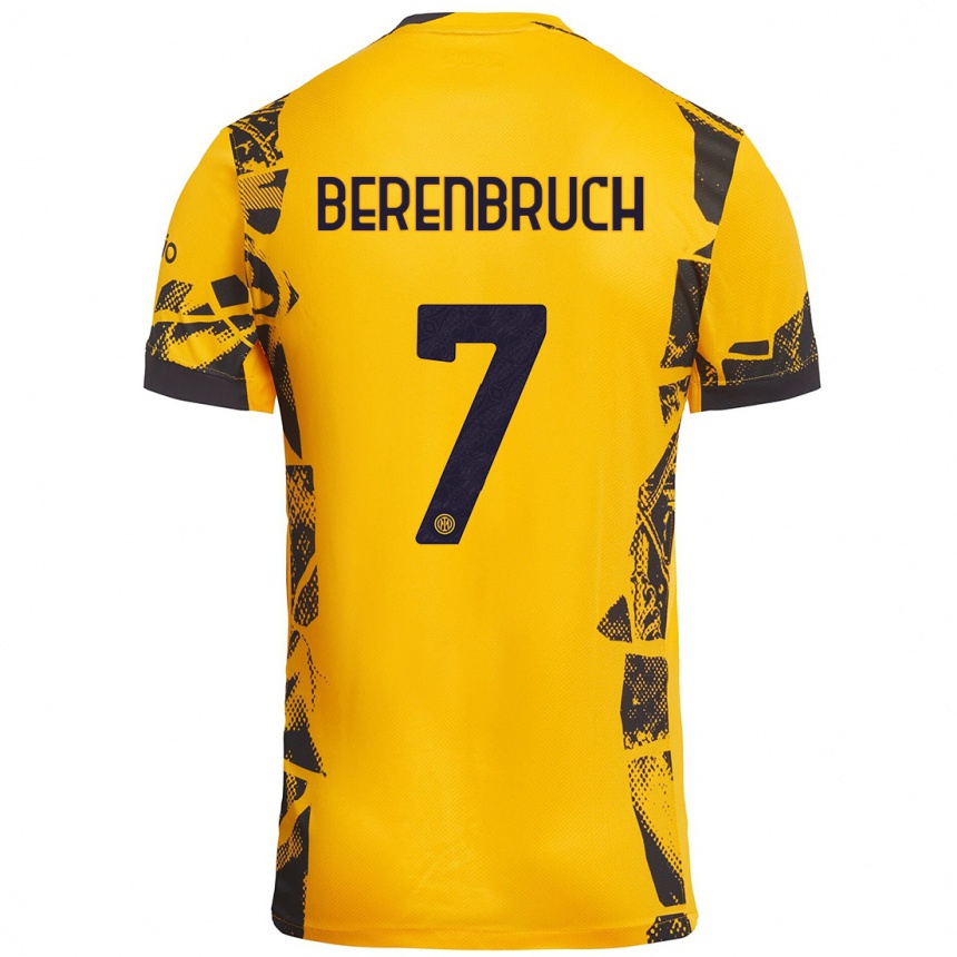 Kinder Fußball Thomas Berenbruch #7 Gold Schwarz Ausweichtrikot Trikot 2024/25 T-Shirt Luxemburg