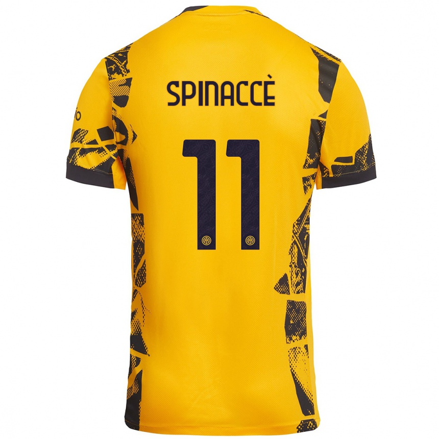 Kinder Fußball Matteo Spinaccè #11 Gold Schwarz Ausweichtrikot Trikot 2024/25 T-Shirt Luxemburg