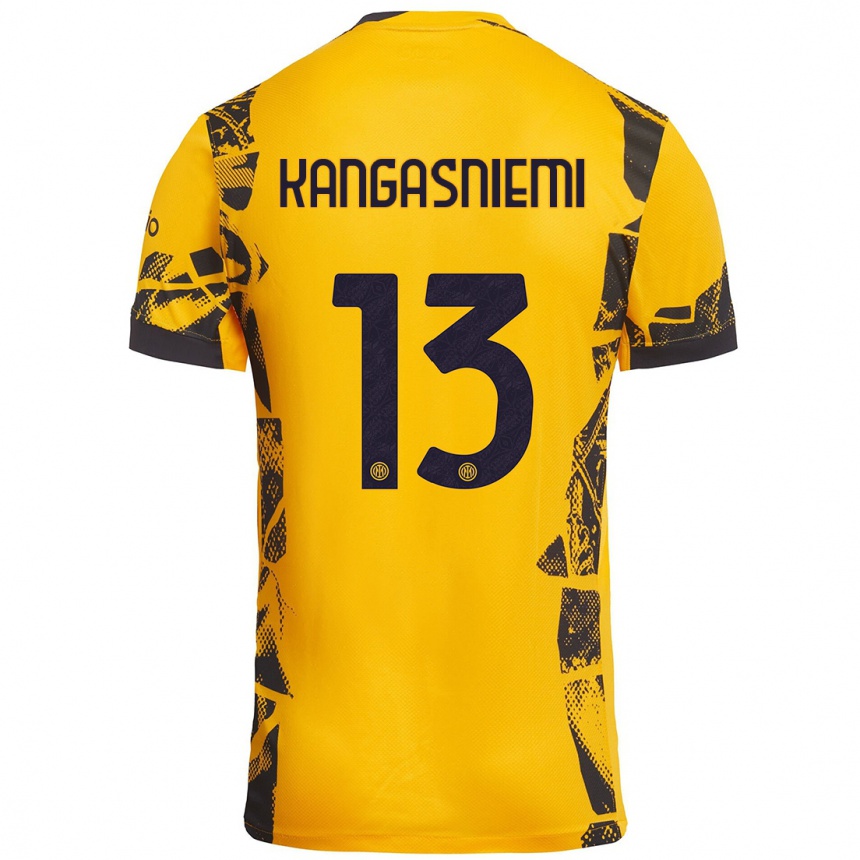 Kinder Fußball Ilari Kangasniemi #13 Gold Schwarz Ausweichtrikot Trikot 2024/25 T-Shirt Luxemburg