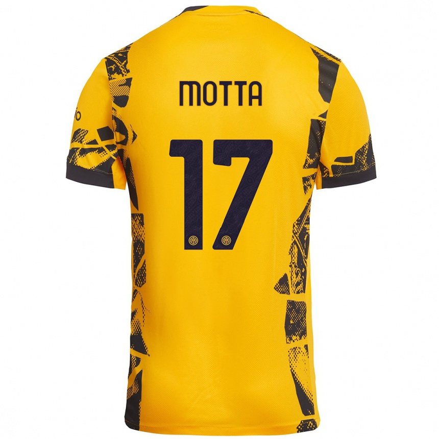 Kinder Fußball Matteo Motta #17 Gold Schwarz Ausweichtrikot Trikot 2024/25 T-Shirt Luxemburg