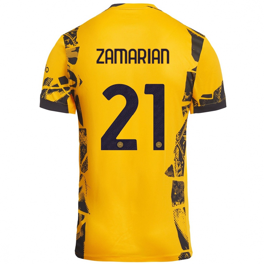 Kinder Fußball Matteo Zamarian #21 Gold Schwarz Ausweichtrikot Trikot 2024/25 T-Shirt Luxemburg