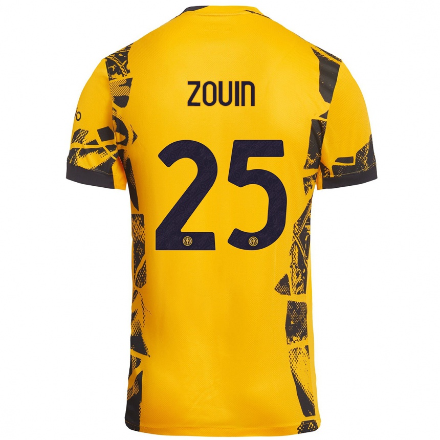 Kinder Fußball Aymen Zouin #25 Gold Schwarz Ausweichtrikot Trikot 2024/25 T-Shirt Luxemburg