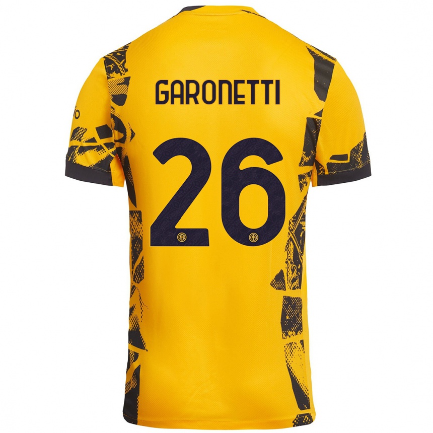 Kinder Fußball Gabriele Garonetti #26 Gold Schwarz Ausweichtrikot Trikot 2024/25 T-Shirt Luxemburg