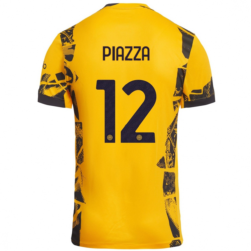 Kinder Fußball Alessia Piazza #12 Gold Schwarz Ausweichtrikot Trikot 2024/25 T-Shirt Luxemburg