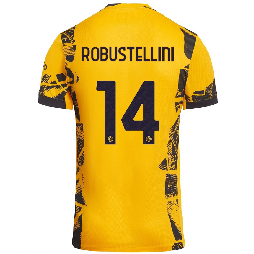 Kinder Fußball Chiara Robustellini #14 Gold Schwarz Ausweichtrikot Trikot 2024/25 T-Shirt Luxemburg