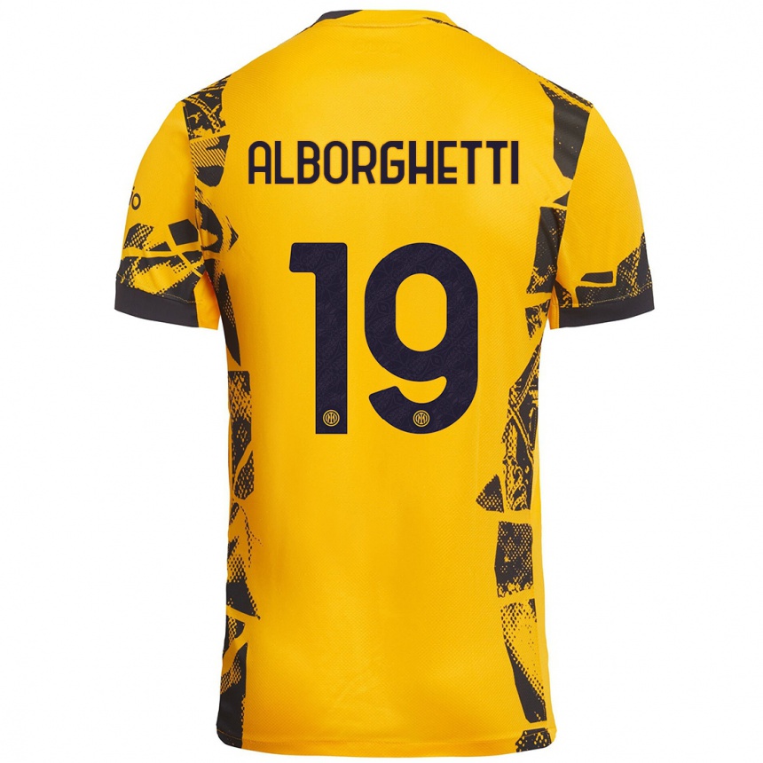 Kinder Fußball Lisa Alborghetti #19 Gold Schwarz Ausweichtrikot Trikot 2024/25 T-Shirt Luxemburg