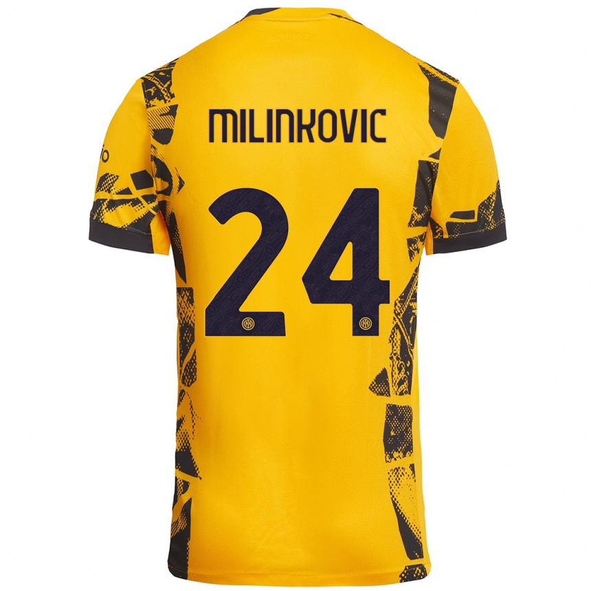 Kinder Fußball Marija Milinković #24 Gold Schwarz Ausweichtrikot Trikot 2024/25 T-Shirt Luxemburg