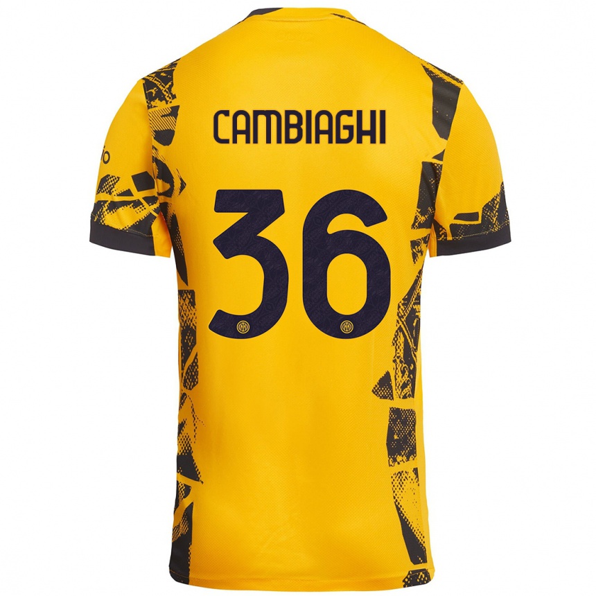 Kinder Fußball Michela Cambiaghi #36 Gold Schwarz Ausweichtrikot Trikot 2024/25 T-Shirt Luxemburg