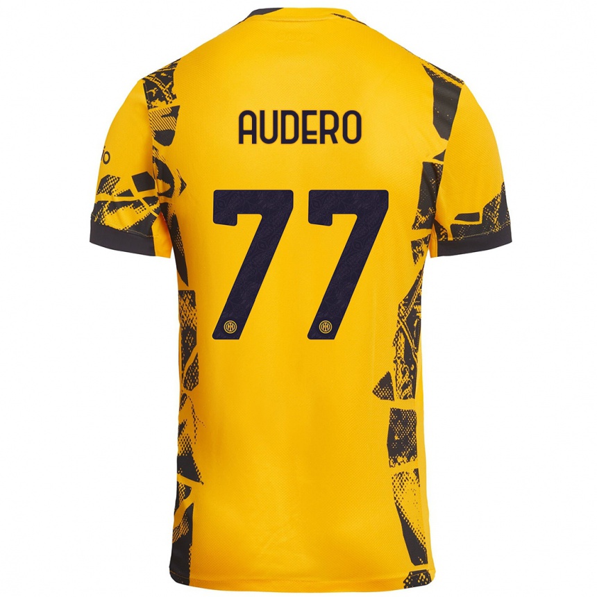 Kinder Fußball Emil Audero #77 Gold Schwarz Ausweichtrikot Trikot 2024/25 T-Shirt Luxemburg