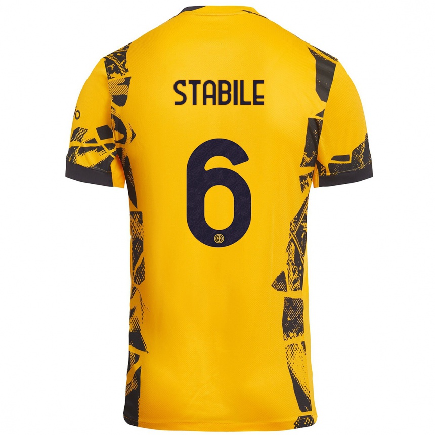 Kinder Fußball Giacomo Stabile #6 Gold Schwarz Ausweichtrikot Trikot 2024/25 T-Shirt Luxemburg