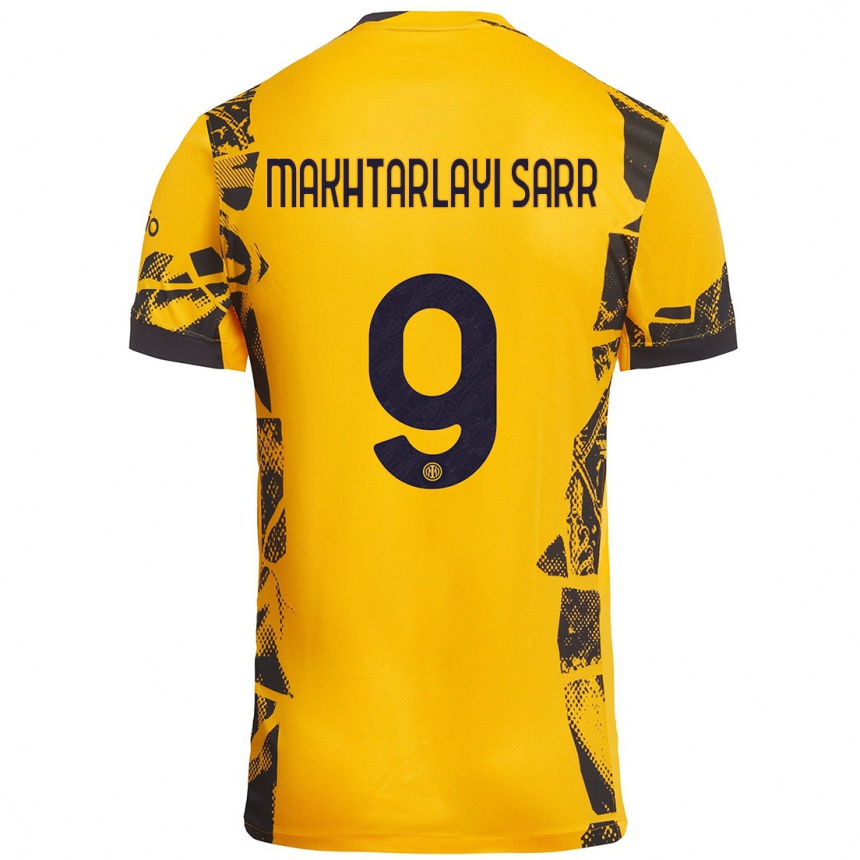 Kinder Fußball Amadou Makhtarlayi Sarr #9 Gold Schwarz Ausweichtrikot Trikot 2024/25 T-Shirt Luxemburg