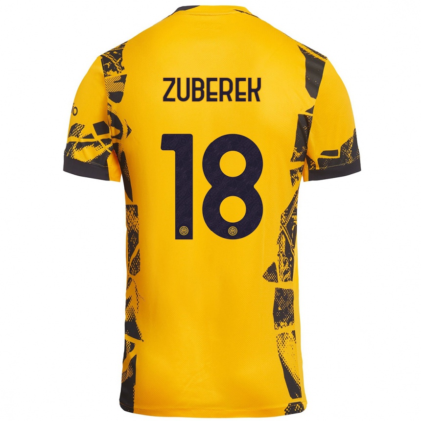 Kinder Fußball Jan Zuberek #18 Gold Schwarz Ausweichtrikot Trikot 2024/25 T-Shirt Luxemburg