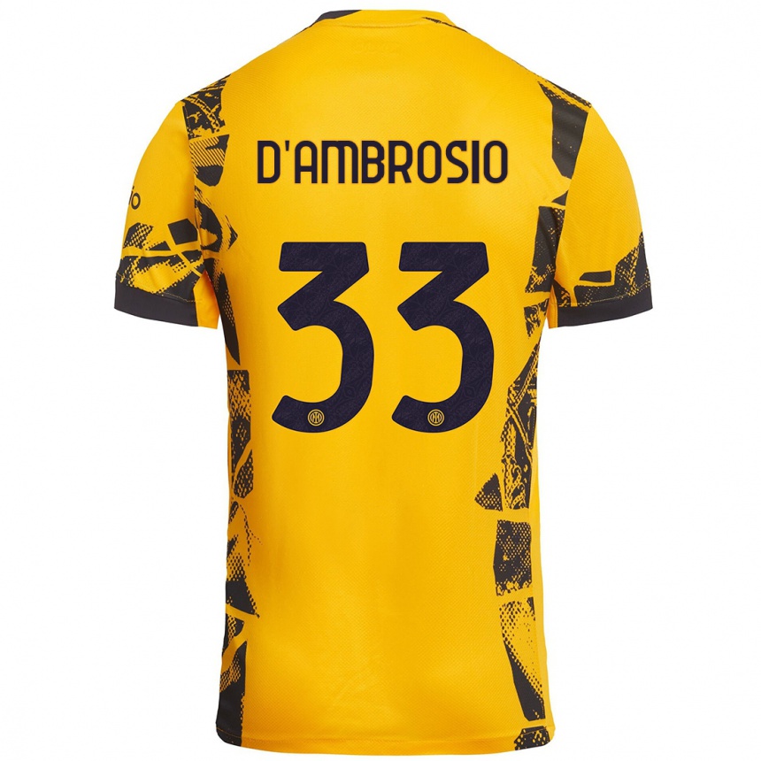 Kinder Fußball Danilo D'ambrosio #33 Gold Schwarz Ausweichtrikot Trikot 2024/25 T-Shirt Luxemburg