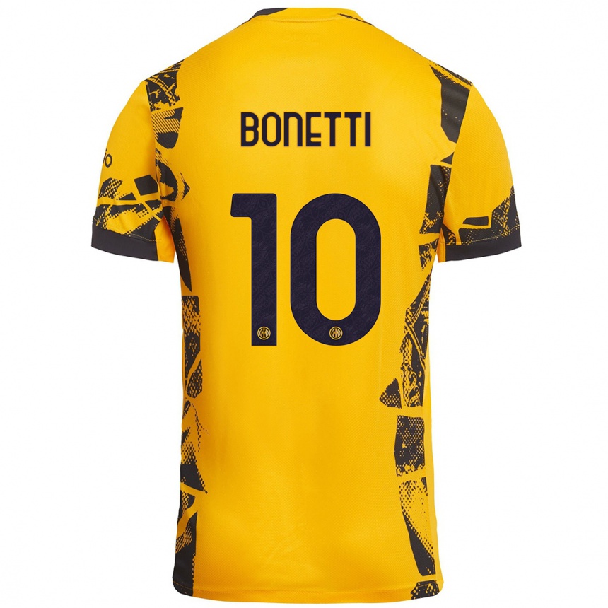 Kinder Fußball Tatiana Bonetti #10 Gold Schwarz Ausweichtrikot Trikot 2024/25 T-Shirt Luxemburg