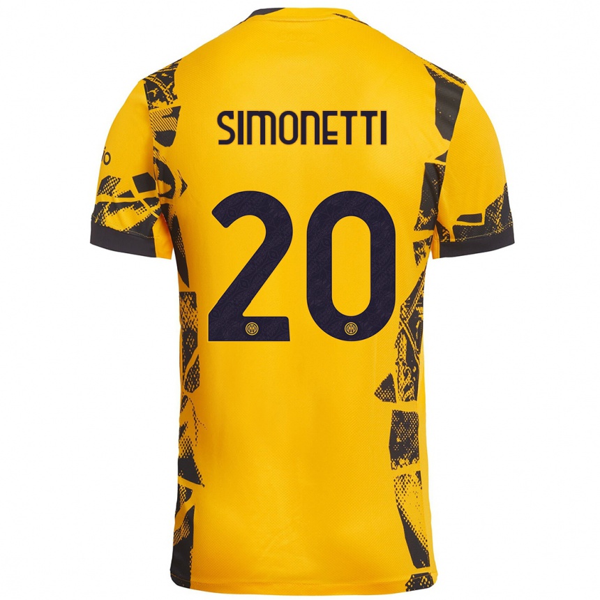 Kinder Fußball Flaminia Simonetti #20 Gold Schwarz Ausweichtrikot Trikot 2024/25 T-Shirt Luxemburg