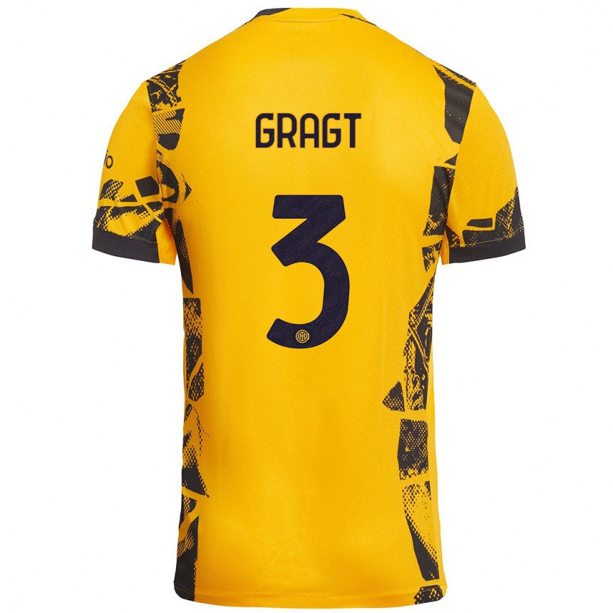 Kinder Fußball Stefanie Van Der Gragt #3 Gold Schwarz Ausweichtrikot Trikot 2024/25 T-Shirt Luxemburg