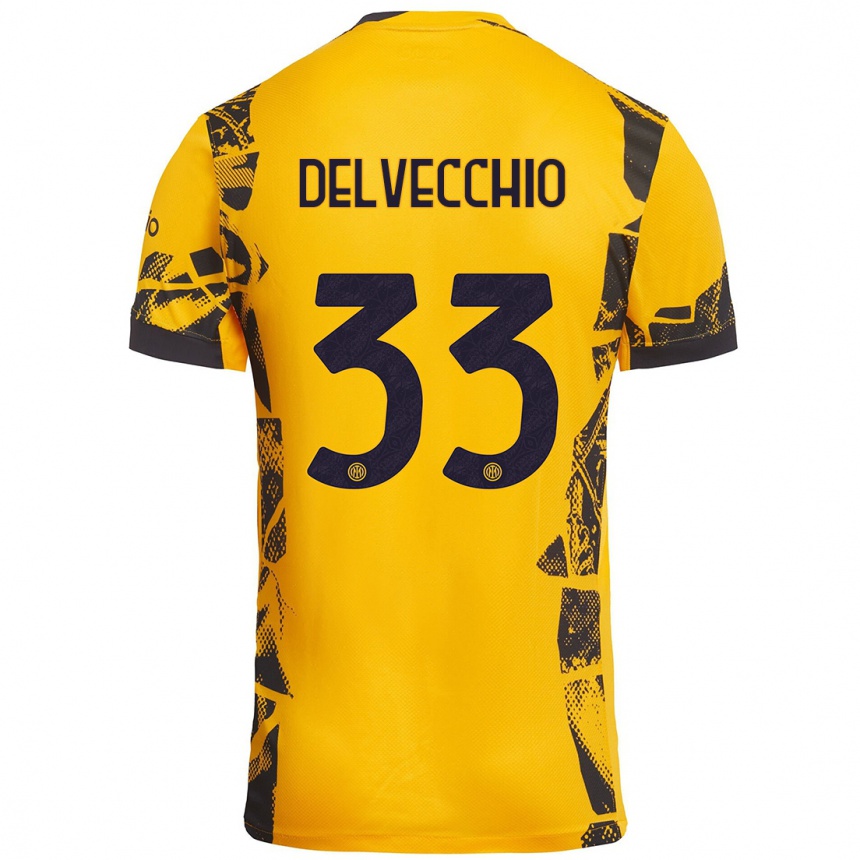 Kinder Fußball Gabriele Delvecchio #33 Gold Schwarz Ausweichtrikot Trikot 2024/25 T-Shirt Luxemburg