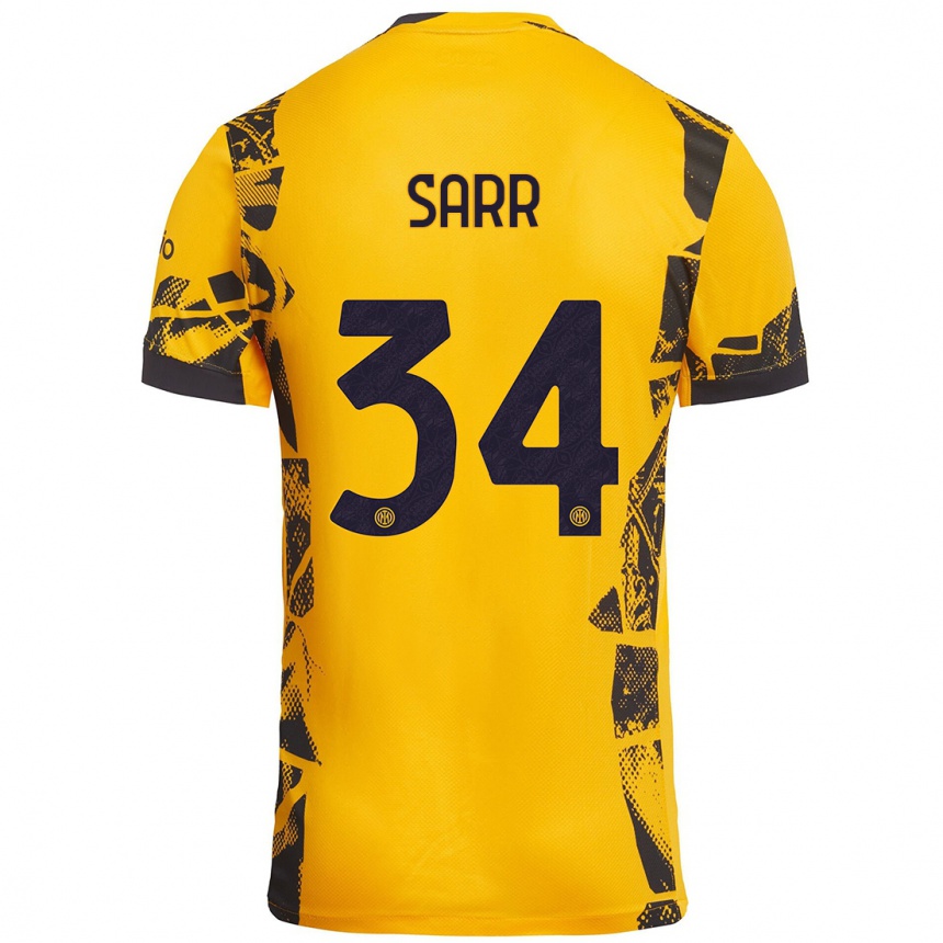 Kinder Fußball Amadou Sarr #34 Gold Schwarz Ausweichtrikot Trikot 2024/25 T-Shirt Luxemburg