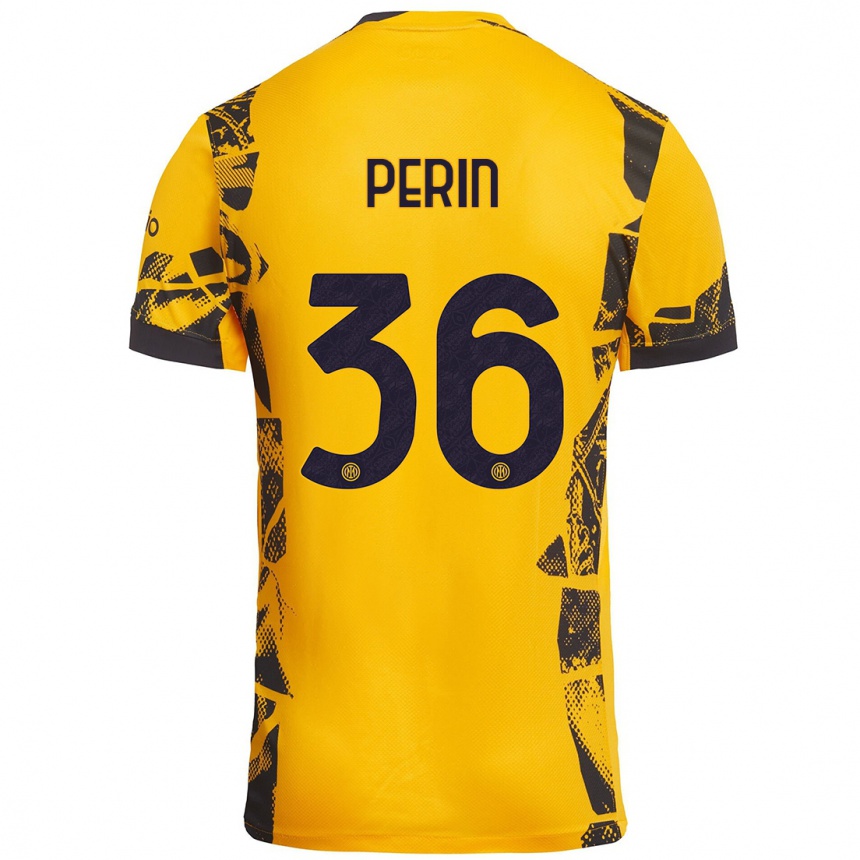 Kinder Fußball Nicolo Perin #36 Gold Schwarz Ausweichtrikot Trikot 2024/25 T-Shirt Luxemburg