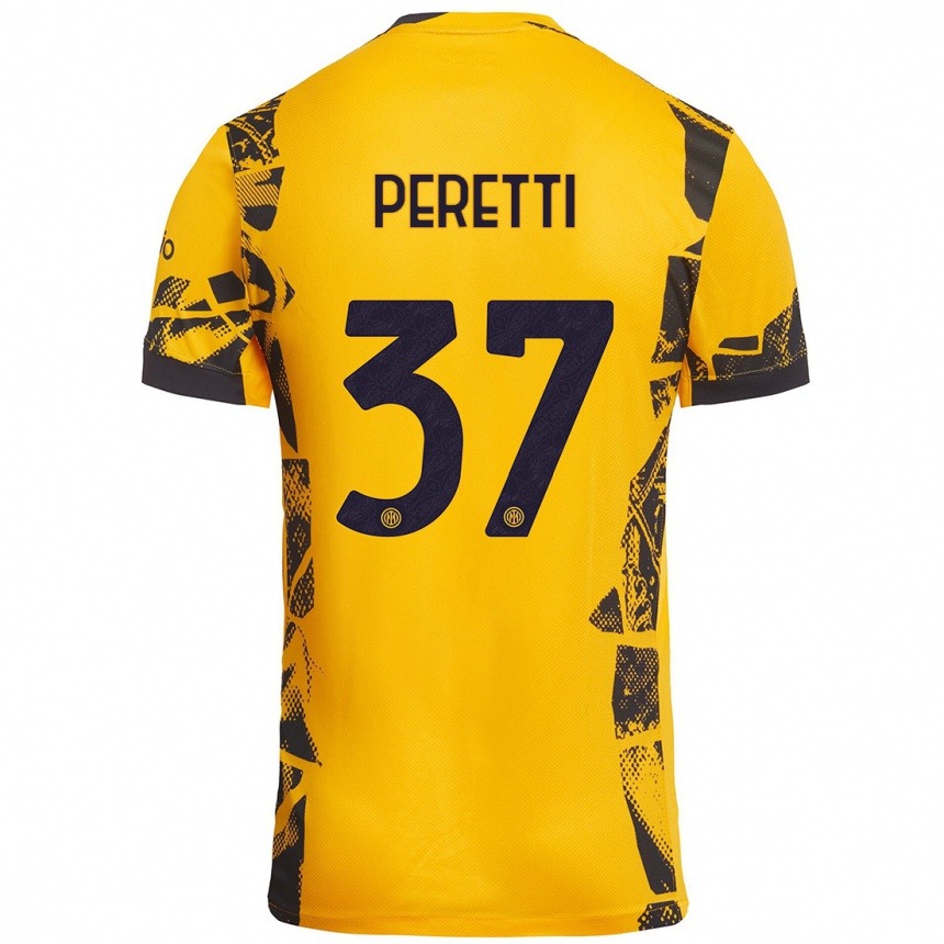 Kinder Fußball Lorenzo Peretti #37 Gold Schwarz Ausweichtrikot Trikot 2024/25 T-Shirt Luxemburg