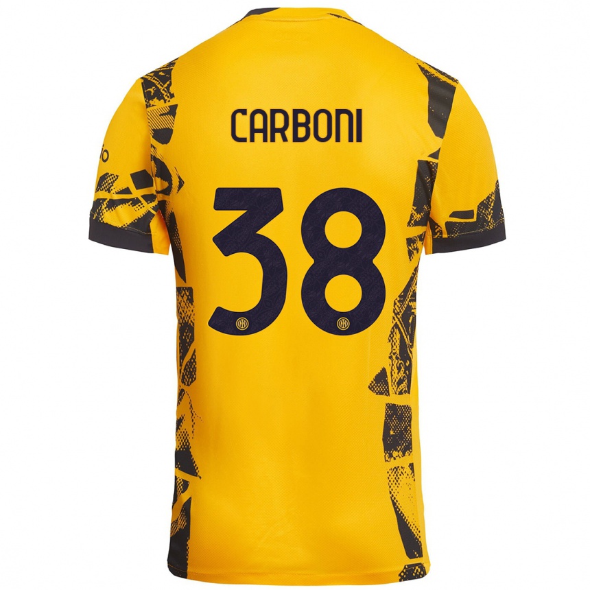 Kinder Fußball Valentin Carboni #38 Gold Schwarz Ausweichtrikot Trikot 2024/25 T-Shirt Luxemburg