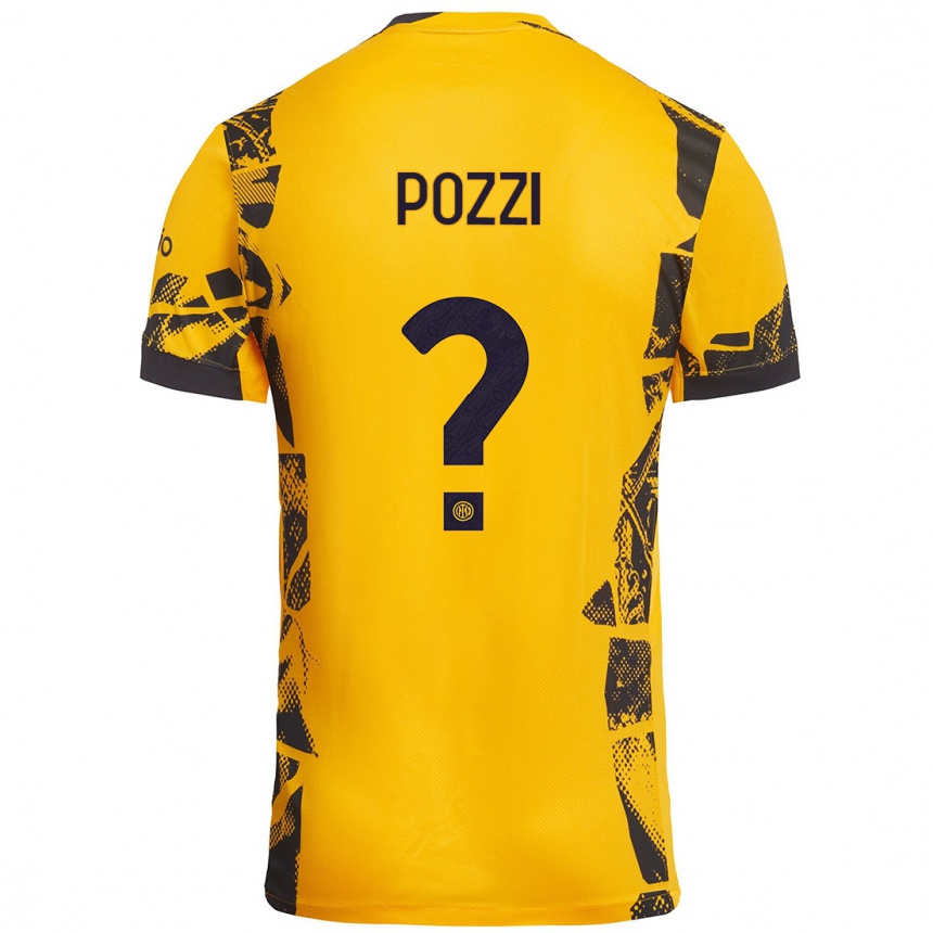 Kinder Fußball Andrea Pozzi #0 Gold Schwarz Ausweichtrikot Trikot 2024/25 T-Shirt Luxemburg