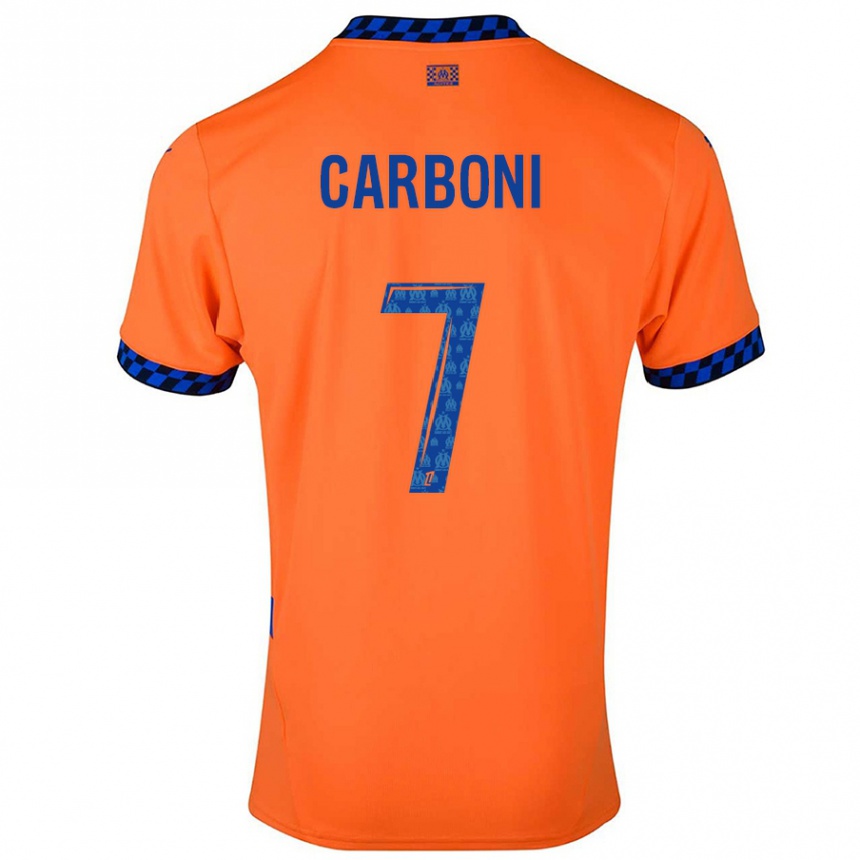 Kinder Fußball Valentín Carboni #7 Orange Dunkelblau Ausweichtrikot Trikot 2024/25 T-Shirt Luxemburg